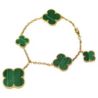 ¡®Loco¡¯MAGIC CLOVER MALACHITE GOLD BRACELET 5 MOTIFS