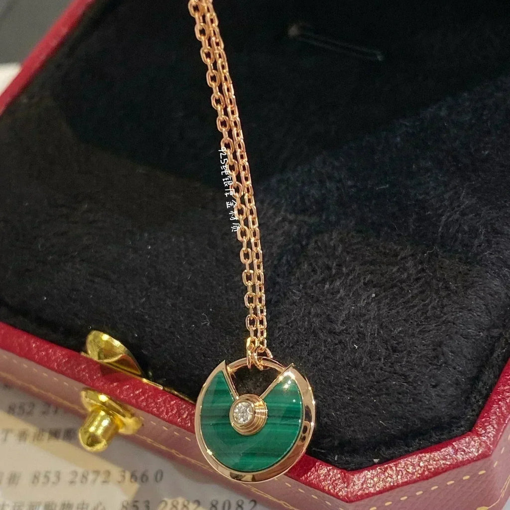 ¡®Loco¡¯AMULETTE ROSE GOLD MALACHITE NECKLACE