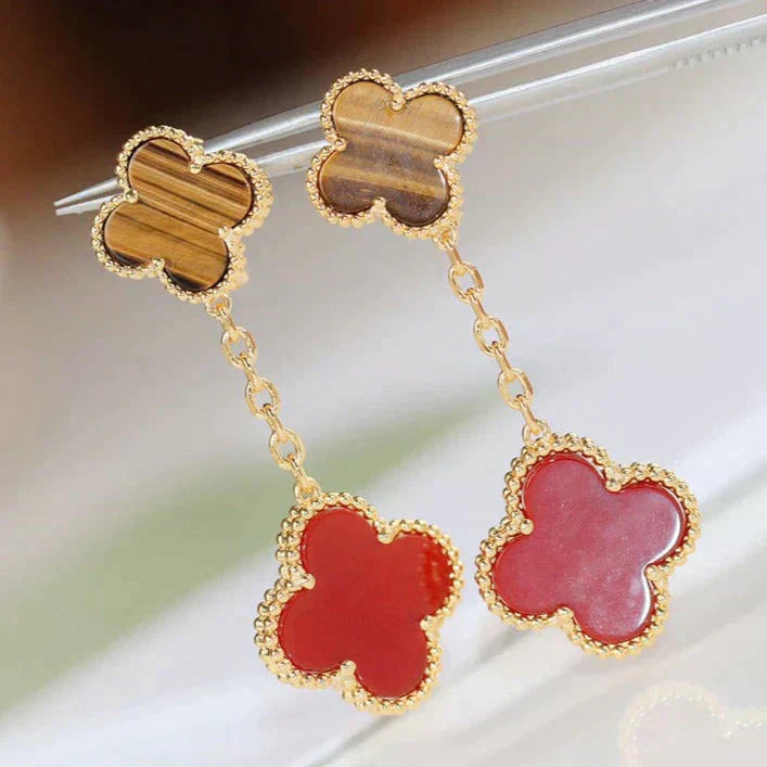 ¡®Loco¡¯CLOVER  2 MOTIF  TIGER EYE CARNELIAN EARRINGS