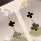 ¡®Loco¡¯CLOVER EARRINGS GOLD ONYX MOP 3 MOTIF