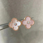 ¡®Loco¡¯CLOVER MEDIUM 1 MOTIFS  PINK MOP DIAMOND EARRINGS