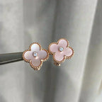 ¡®Loco¡¯CLOVER MEDIUM 1 MOTIFS  PINK MOP DIAMOND EARRINGS