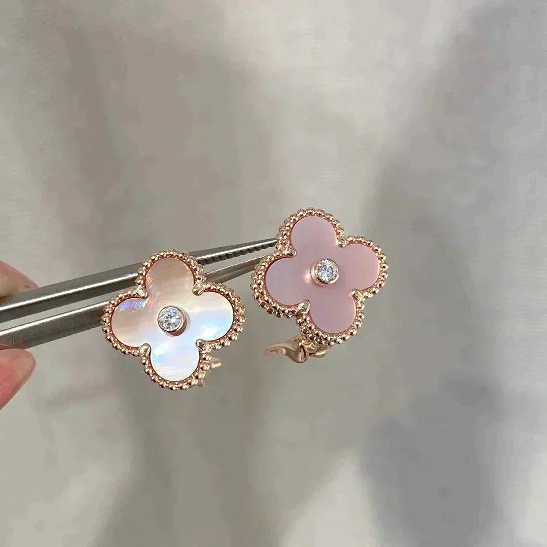 ¡®Loco¡¯CLOVER MEDIUM 1 MOTIFS  PINK MOP DIAMOND EARRINGS