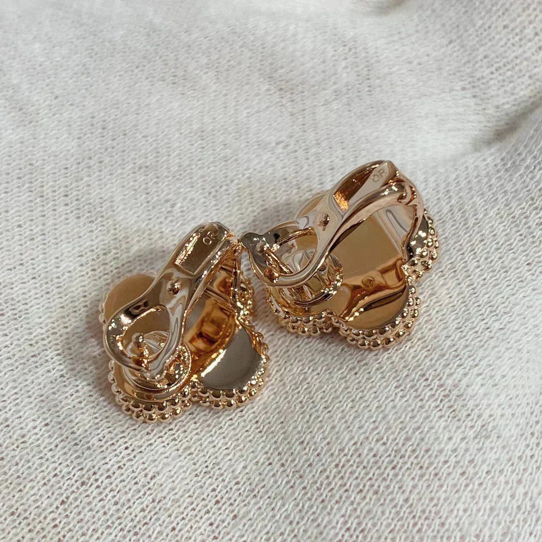 ¡®Loco¡¯CLOVER MEDIUM 1 MOTIFS CARNELIAN  DIAMOND earrings