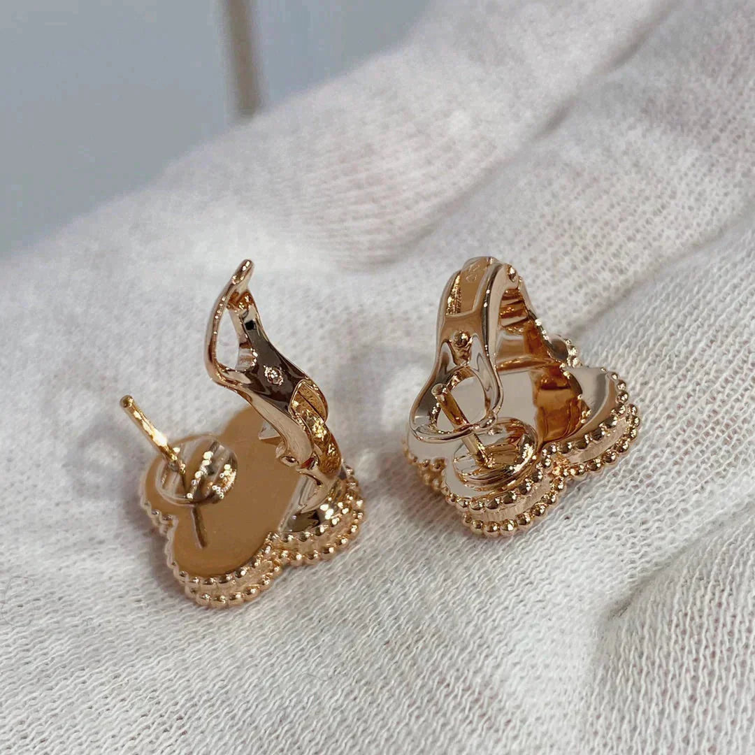 ¡®Loco¡¯CLOVER MEDIUM 1 MOTIFS CARNELIAN  DIAMOND earrings