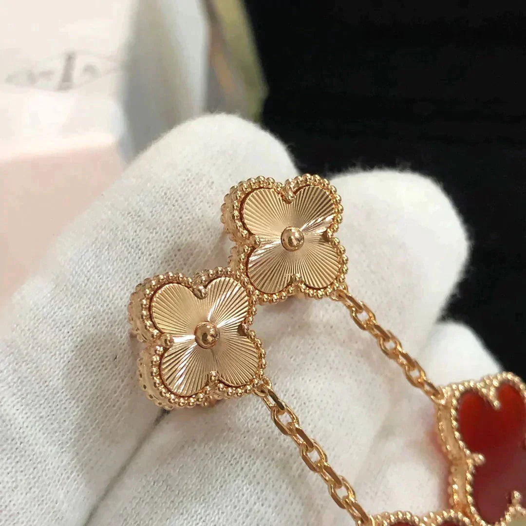 ¡®Loco¡¯CLOVER 2 MOTIF  LASER CARNELIAN EARRINGS