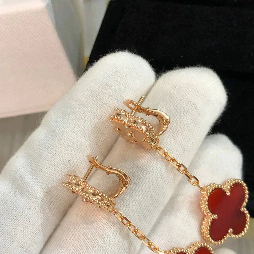 ¡®Loco¡¯CLOVER 2 MOTIF  LASER CARNELIAN EARRINGS