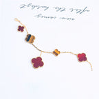 ¡®Loco¡¯CLOVER BRACELET 5 MOTIFS CARNELIAN TIGER EYE