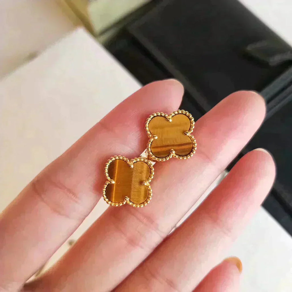 ¡®Loco¡¯CLOVER MEDIUM 1 MOTIFS TIGER EYE EARRINGS