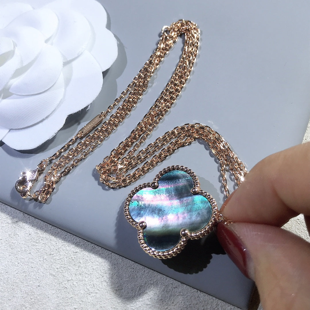 ¡®Loco¡¯CLOVER 25MM GOLD DARK MOP BIG CLOVER NECKLACE