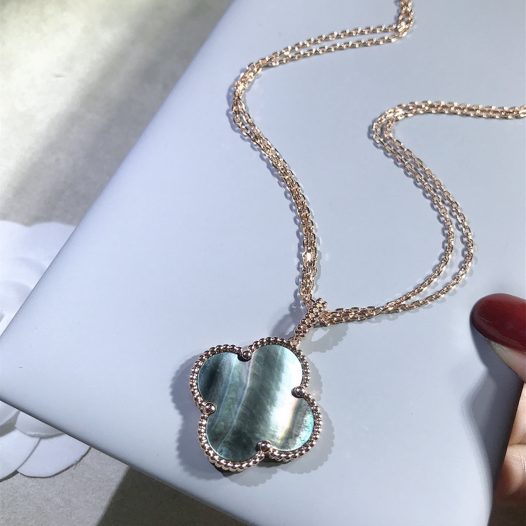 ¡®Loco¡¯CLOVER 25MM GOLD DARK MOP BIG CLOVER NECKLACE