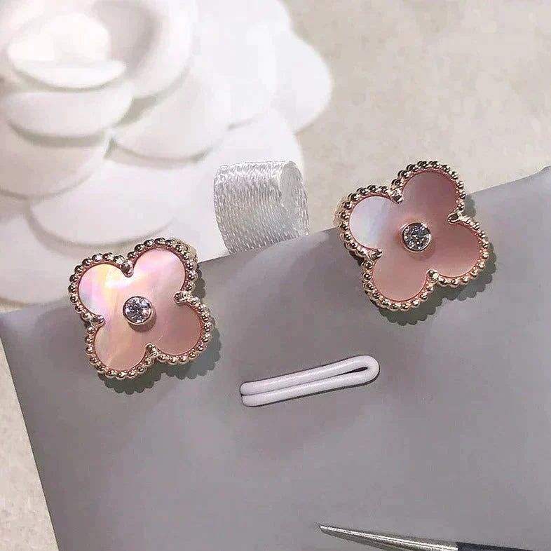 ¡®Loco¡¯CLOVER MEDIUM 1 MOTIFS  PINK MOP DIAMOND EARRINGS