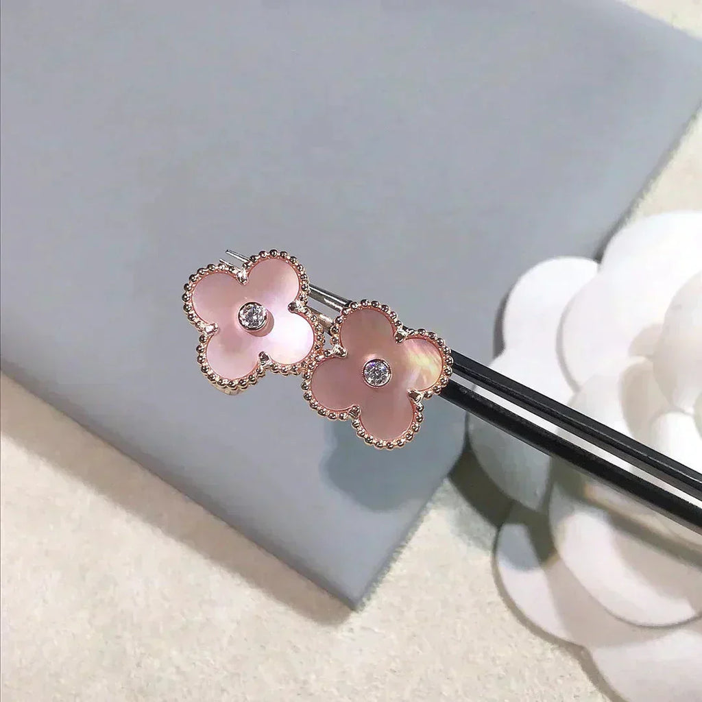 ¡®Loco¡¯CLOVER MEDIUM 1 MOTIFS  PINK MOP DIAMOND EARRINGS