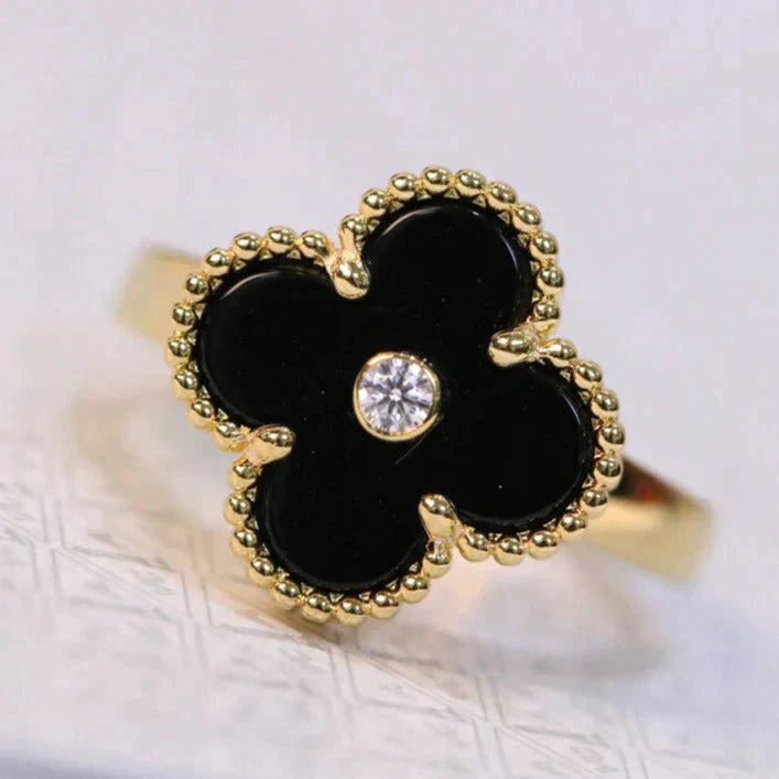 ¡®Loco¡¯CLOVER ONYX RING GOLD DIAMOND