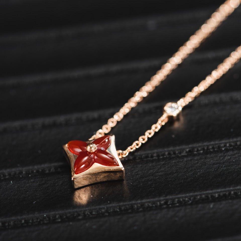 ¡®Loco¡¯STAR NECKLACE PINK GOLD 1 DIAMOND