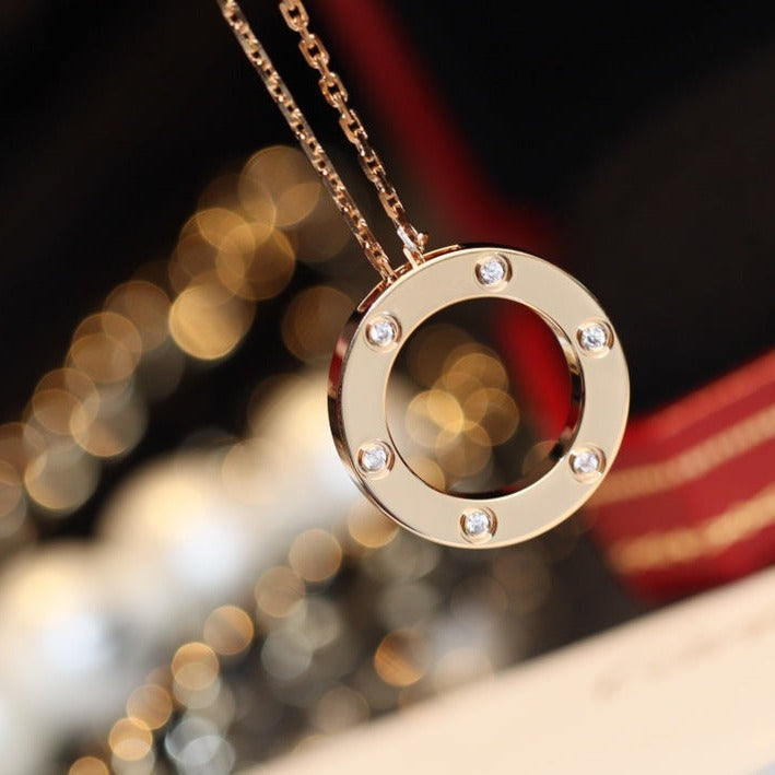 ¡®Loco¡¯LOVE NECKLACE 16MM 6 DIAMONDS PINK GOLD