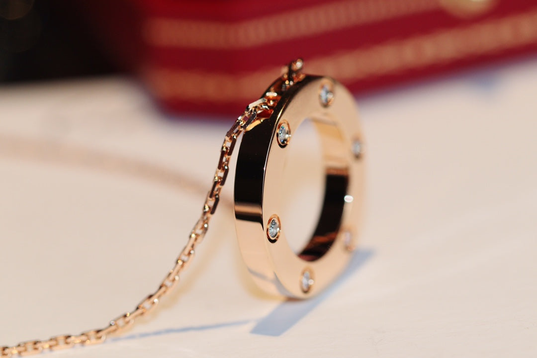 ¡®Loco¡¯LOVE NECKLACE 16MM 6 DIAMONDS PINK GOLD