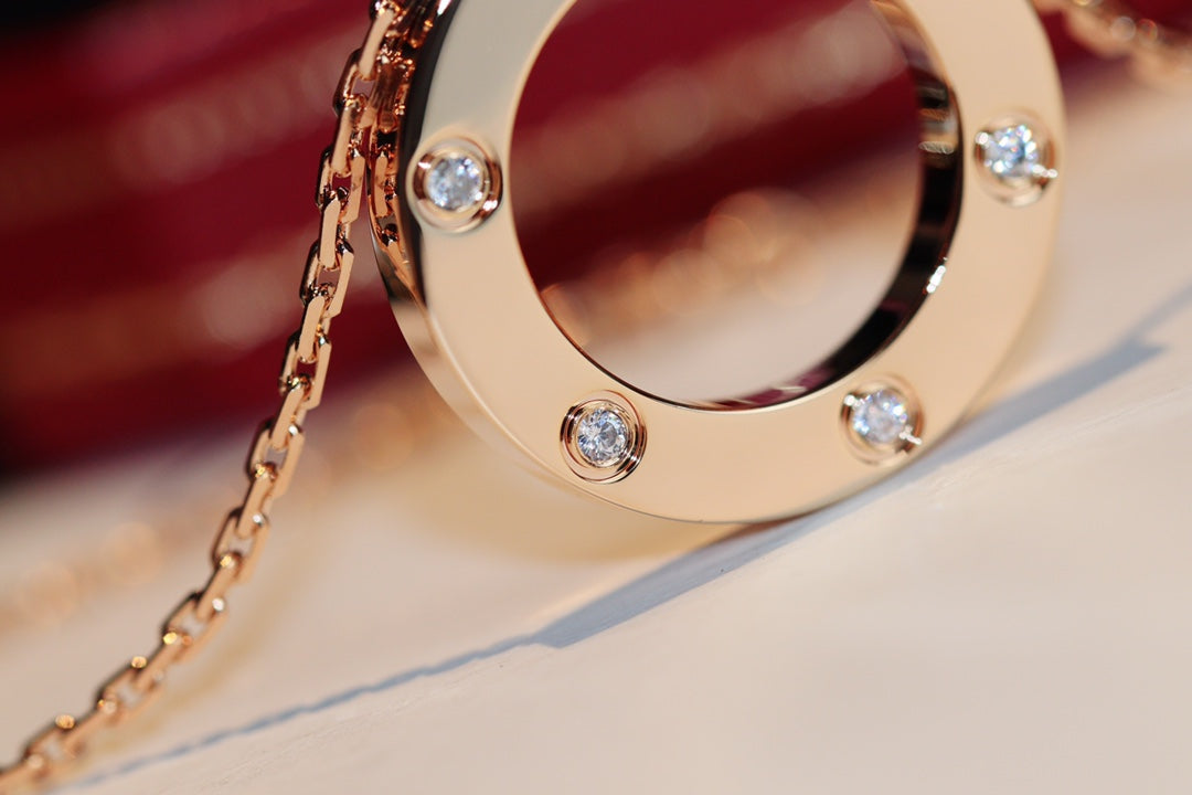 ¡®Loco¡¯LOVE NECKLACE 16MM 6 DIAMONDS PINK GOLD