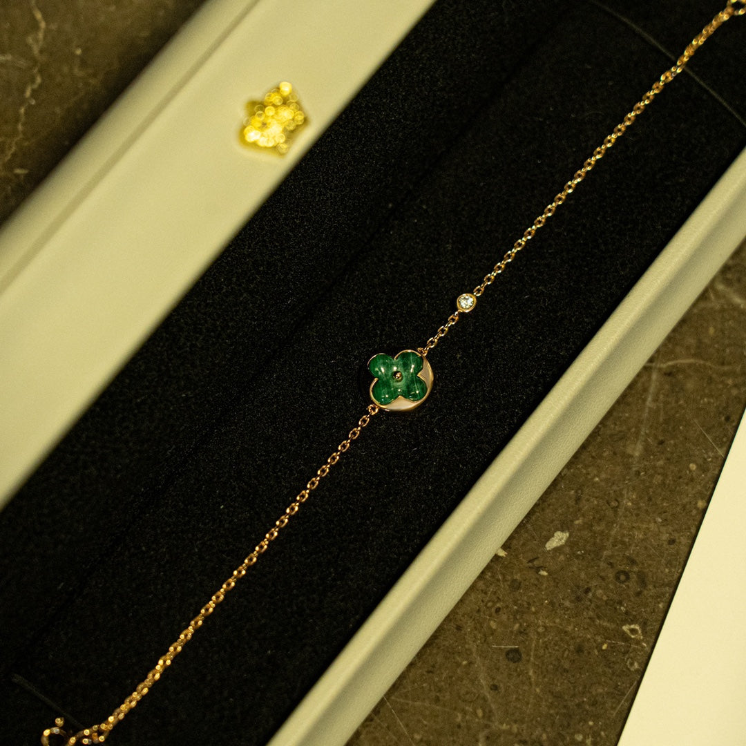 ¡®Loco¡¯SUN MALACHITE 1 DIAMOND PINK GOLD BRACELET