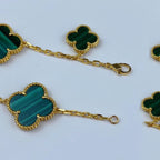 ¡®Loco¡¯MAGIC CLOVER MALACHITE GOLD BRACELET 5 MOTIFS