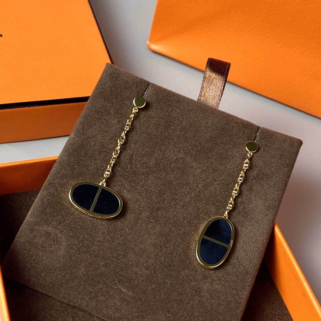¡®Loco¡¯CHAINE VERSO BLACK CERAMIC EARRINGS