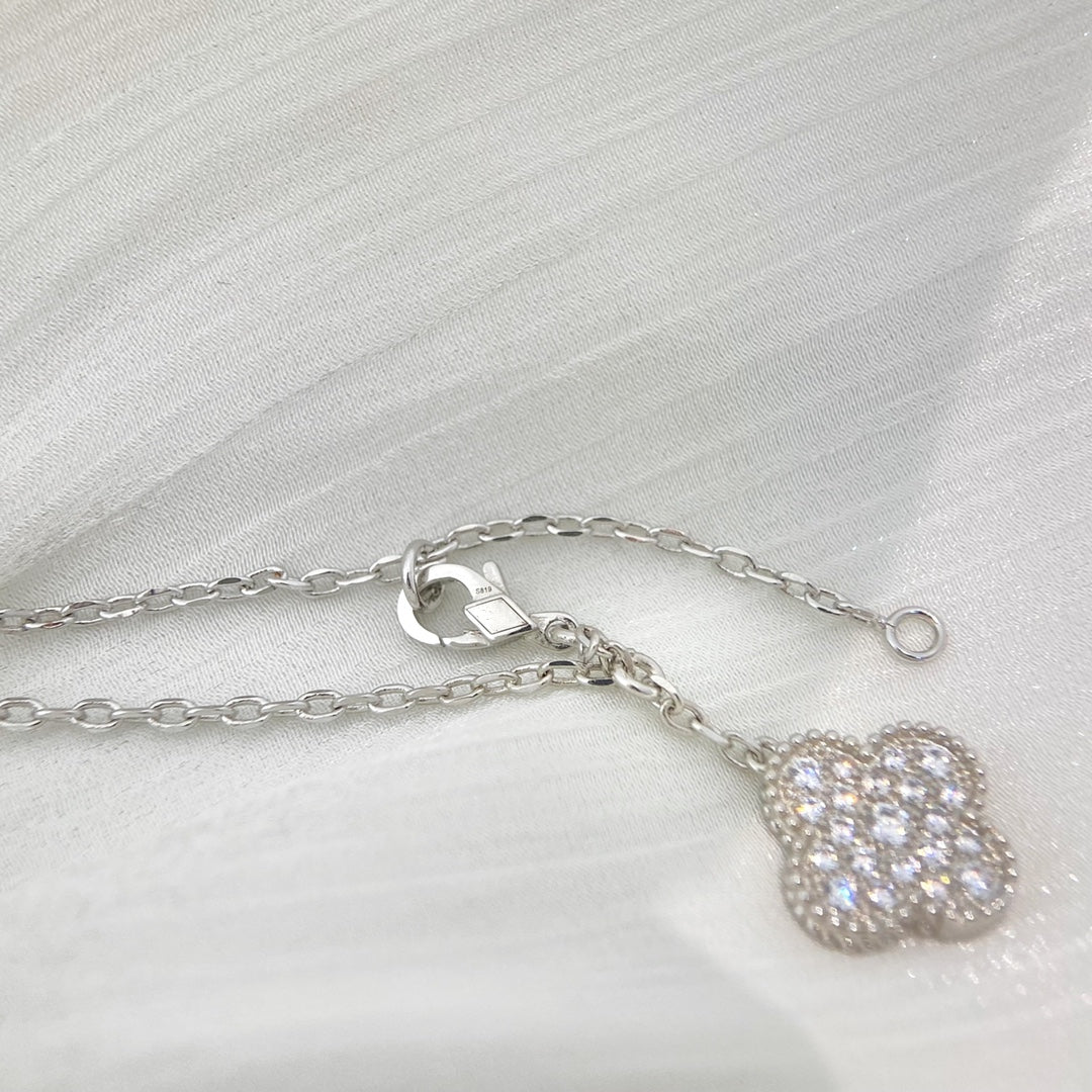 ¡®Loco¡¯CLOVER 5 MOTIFS SILVER DIAMONDS NECKLACE