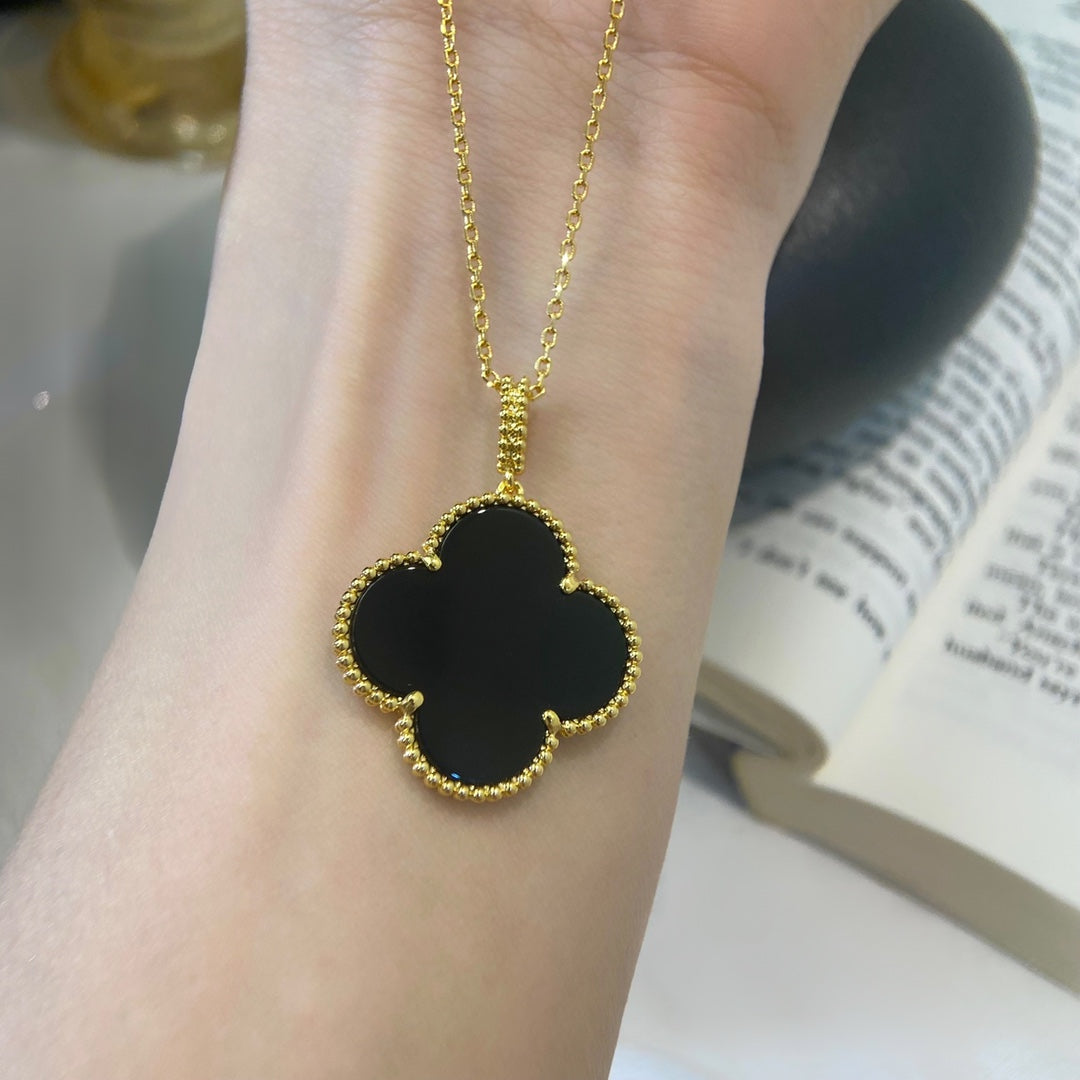 ¡®Loco¡¯CLOVER 25MM NECKLACE GOLD ONYX
