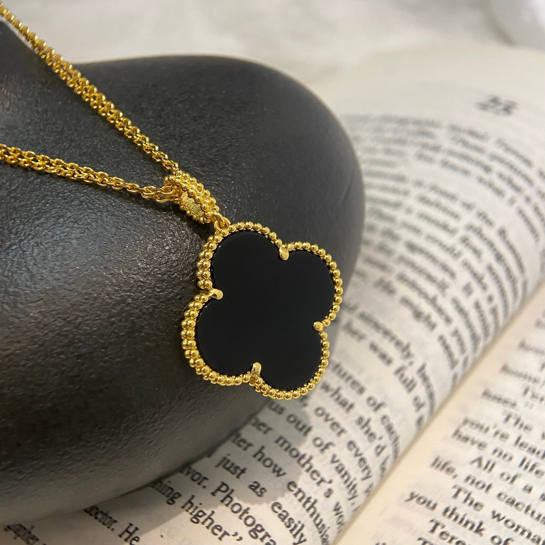 ¡®Loco¡¯CLOVER 25MM NECKLACE GOLD ONYX