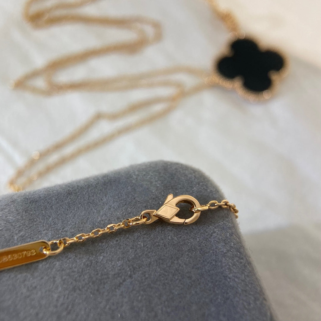 ¡®Loco¡¯CLOVER 25MM NECKLACE GOLD ONYX