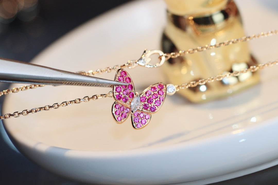 ¡®Loco¡¯BUTTERFLY RED DIAMOND ROSE GOLD NECKLACE