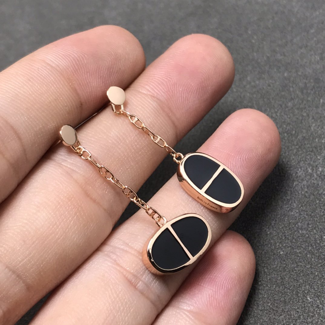 ¡®Loco¡¯CHAINE VERSO BLACK CERAMIC SILVER EARRINGS