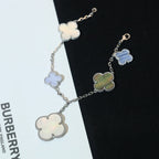 ¡®Loco¡¯CLOVER BRACELET 5 MOTIFS MOP CHALCEDONY SILVER