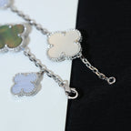 ¡®Loco¡¯CLOVER BRACELET 5 MOTIFS MOP CHALCEDONY SILVER