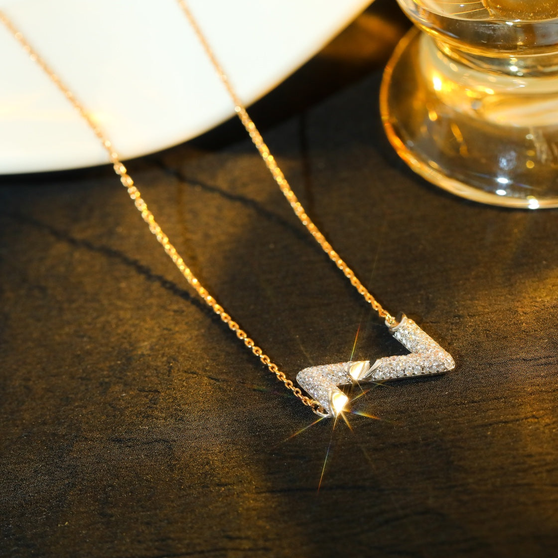 ¡®Loco¡¯VOLT SILVER DIAMOND PEDANT NECKLACE