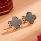 ¡®Loco¡¯CLOVER MEDIUM 1 MOTIFS  ONYX STUD EARRINGS