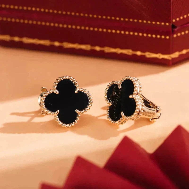 ¡®Loco¡¯CLOVER MEDIUM 1 MOTIFS  ONYX STUD EARRINGS