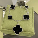 ¡®Loco¡¯CLOVER 5 MOTIFS SIVLER ONYX BRACELET