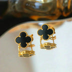 ¡®Loco¡¯CLOVER MEDIUM 1 MOTIFS  ONYX STUD EARRINGS