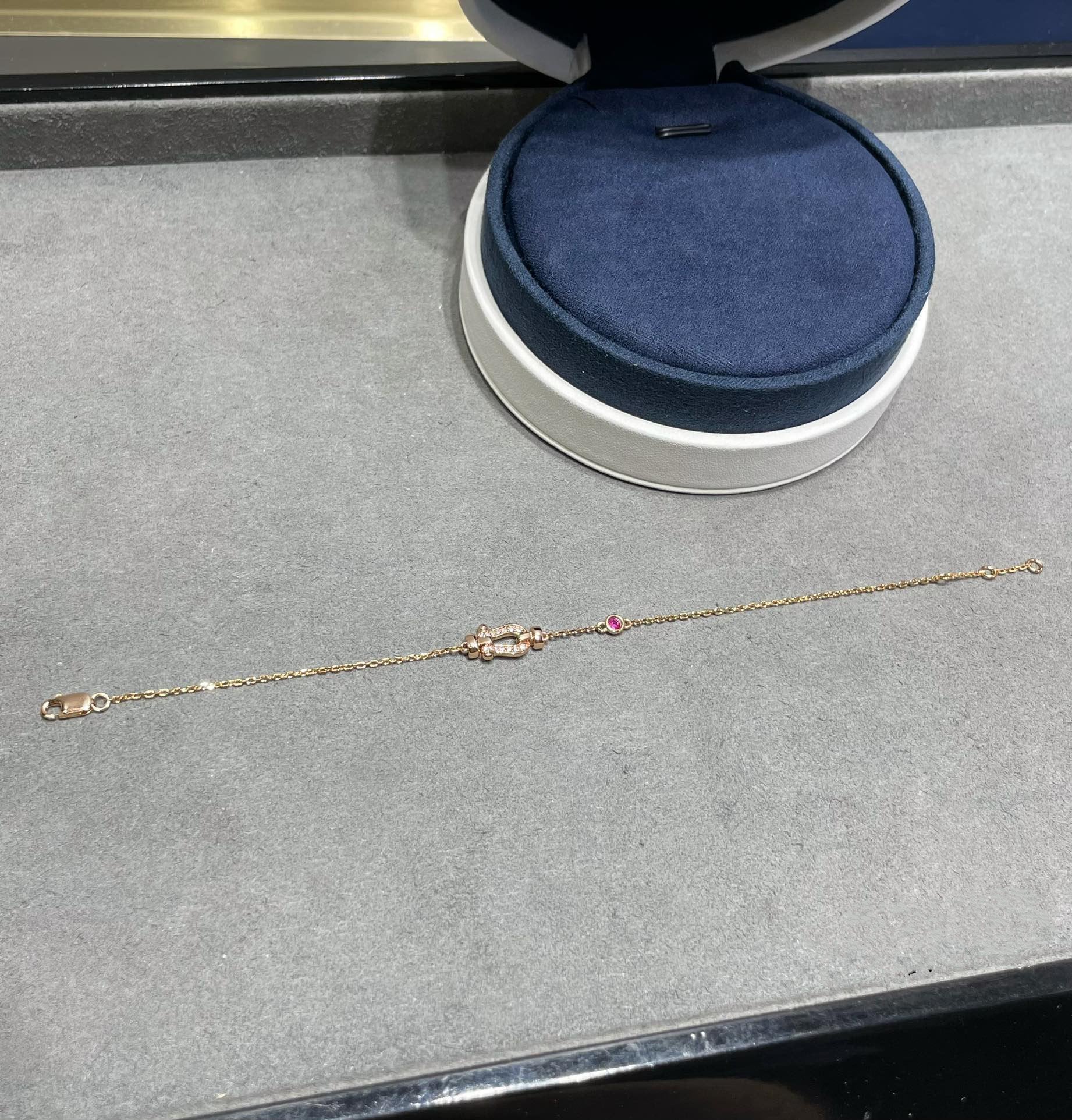 ¡®Loco¡¯FORCE 10 DIAMOND CHAIN LINK PINK GOLD BRACELET