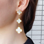 ¡®Loco¡¯CLOVER MOP 3 MOTIFS GOLD EARRINGS