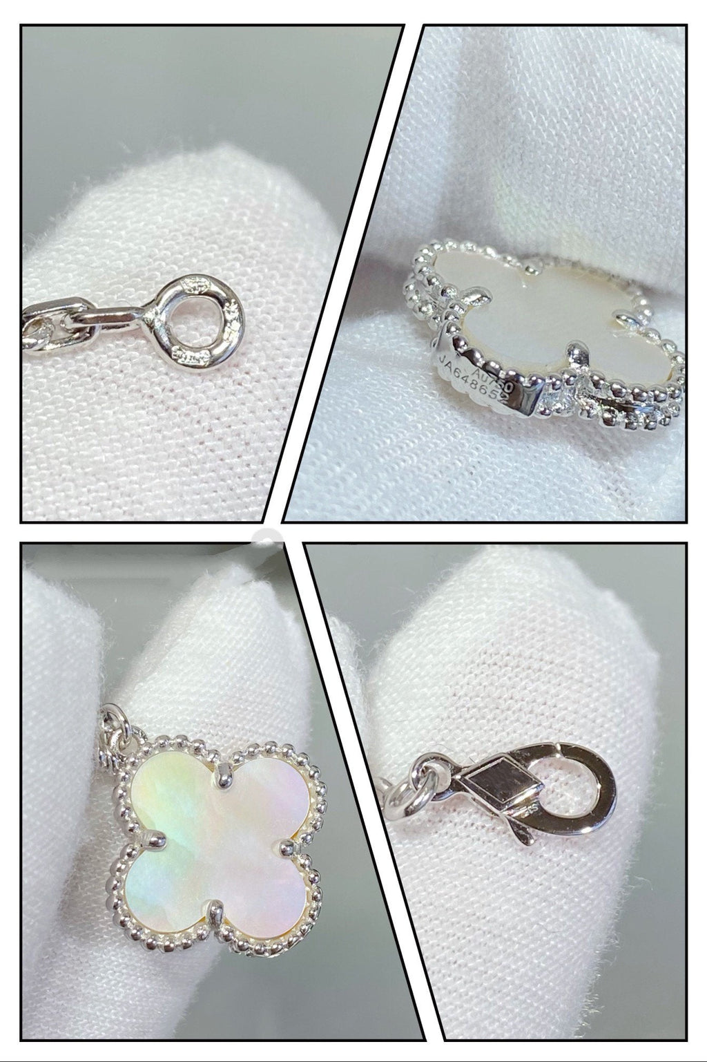 ¡®Loco¡¯CLOVER 5 MOTIF WHITE MOP SILVER BRACELET