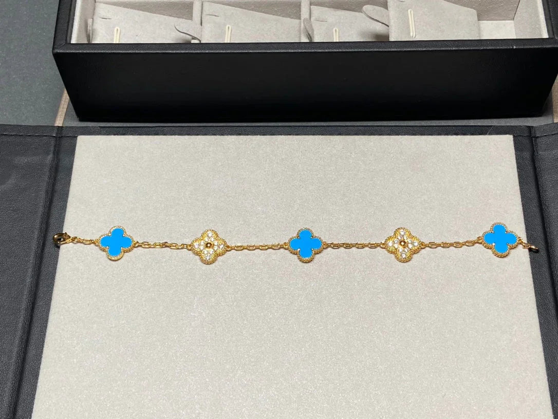 [Loco]New CLOVER 5 MOTIF BLUE AGATE BRACELET COLLECTION