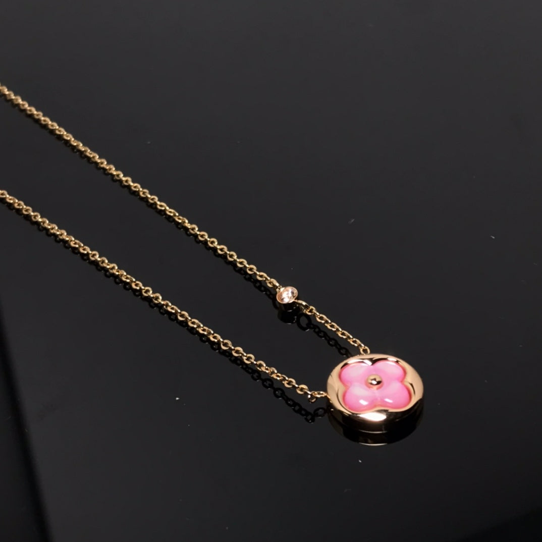 ¡®Loco¡¯COLOR BLOSSOM PINK MOP SUN GOLD NECKLACE