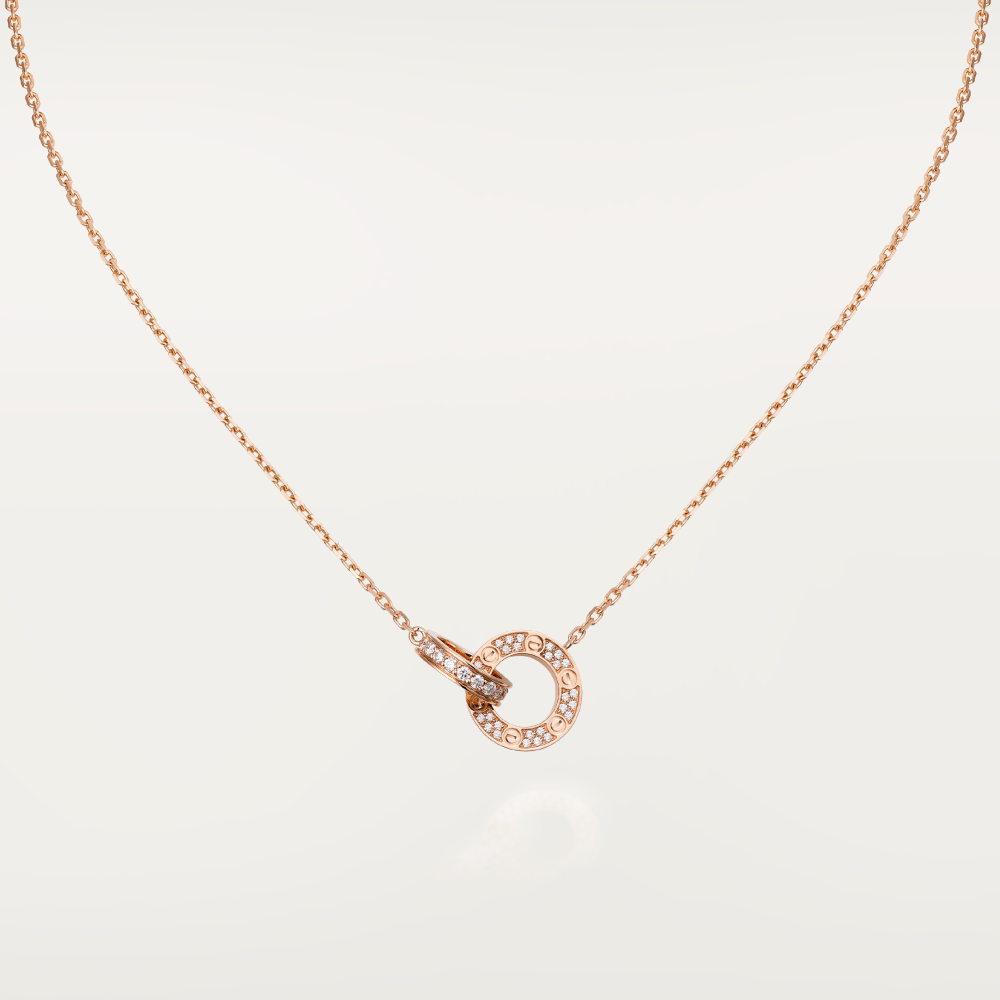 ¡®Loco¡¯LOVE 7.6MM NECKLACE ROSE GOLD AND SILVER  FULL DIAMOND