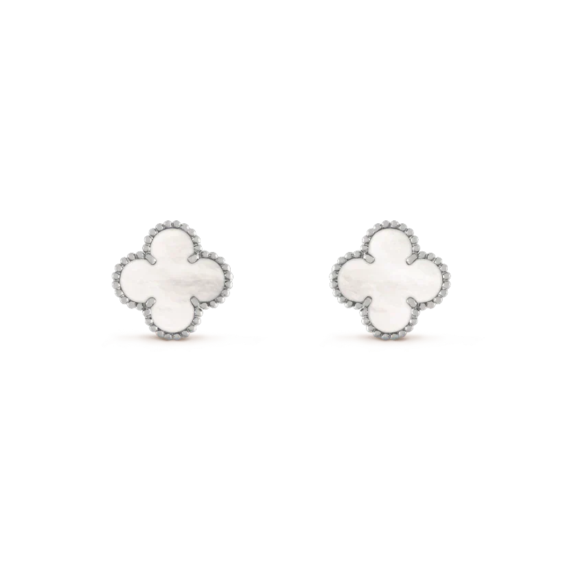 ¡®Loco¡¯CLOVER MEDIUM 1 MOTIFS  WHITE MOP EARRINGS SILVER