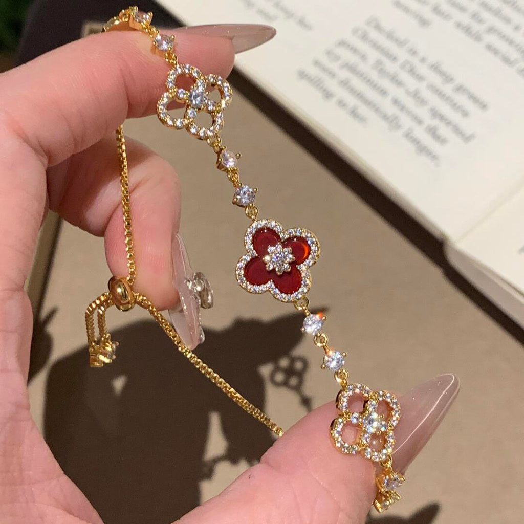 ¡®Loco¡¯CLOVER 5 MOTIF PINK BLUE RED WHITE BRACELET