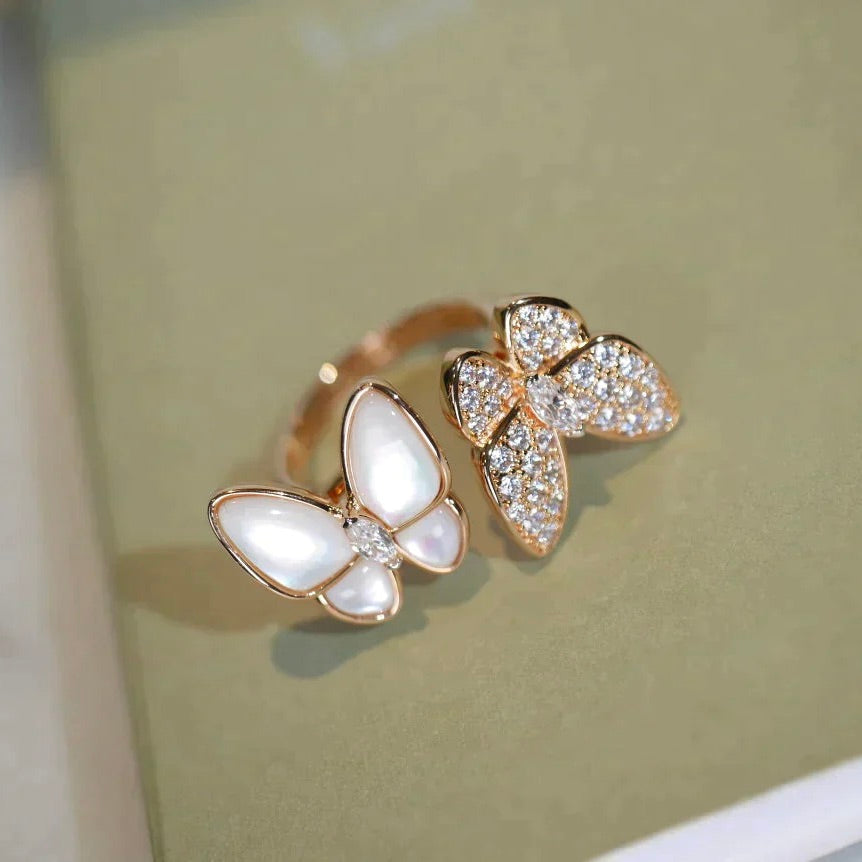 ¡®Loco¡¯TWIN BUTTERFLY DIAMOND MOP RING