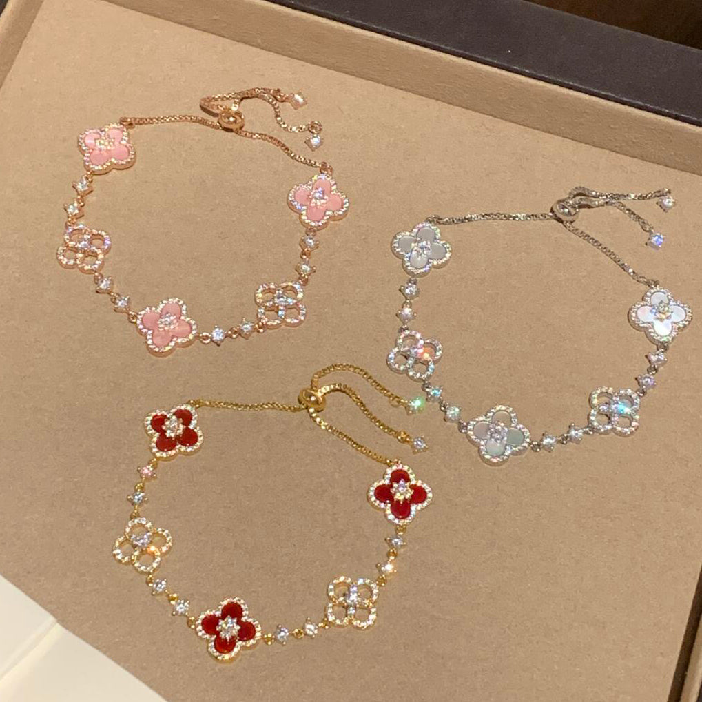 ¡®Loco¡¯CLOVER 5 MOTIF PINK BLUE RED WHITE BRACELET