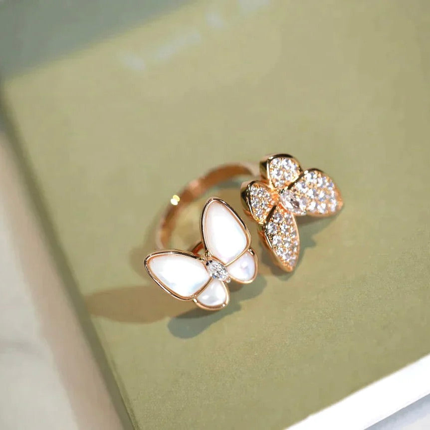 ¡®Loco¡¯TWIN BUTTERFLY DIAMOND MOP RING
