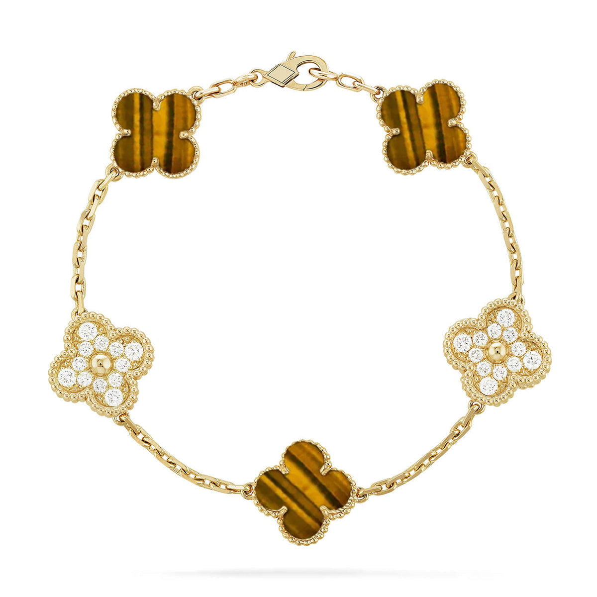 [Loco]New  CLOVER 5 MOTIFS TIGER EYE BRACELET COLLECTION